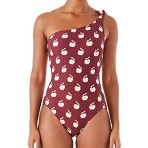 Kate Spade New York Fruit Print One Shoulder One Piece Swimsuit Deep Plum